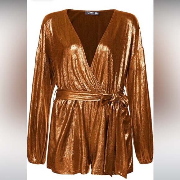 NWT Copper Metallic Romper XS - Picture 2 of 5